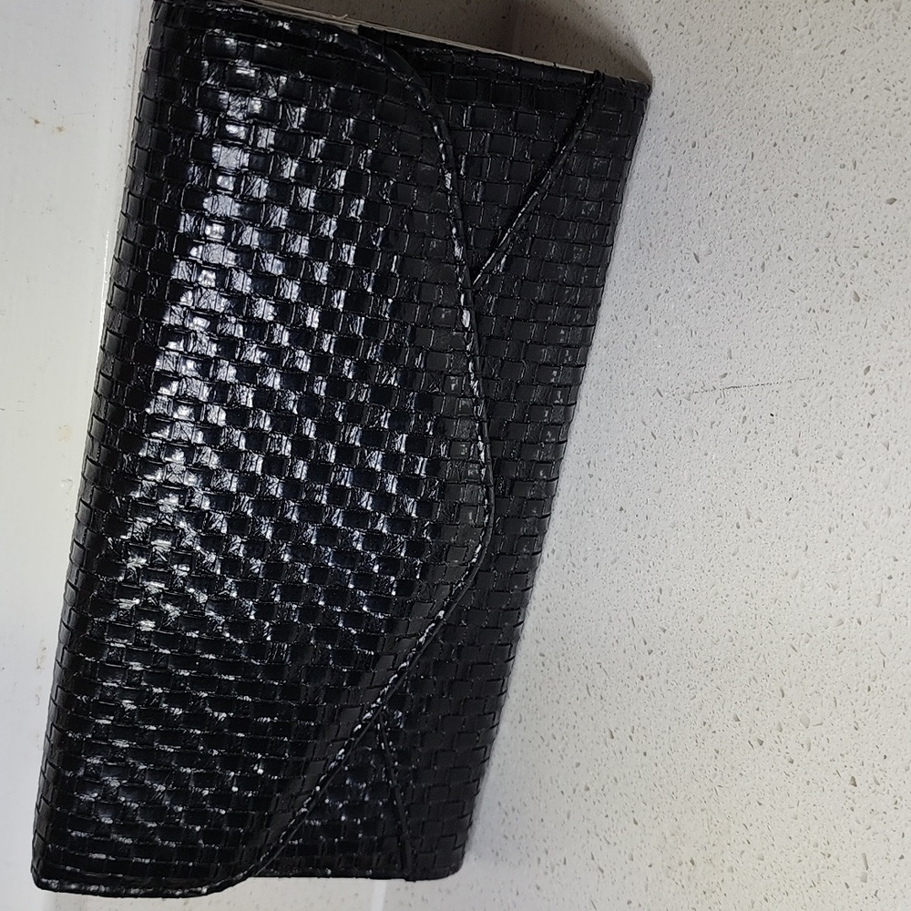 Black Woven Clutch With Magnetic Closure. New No Tags